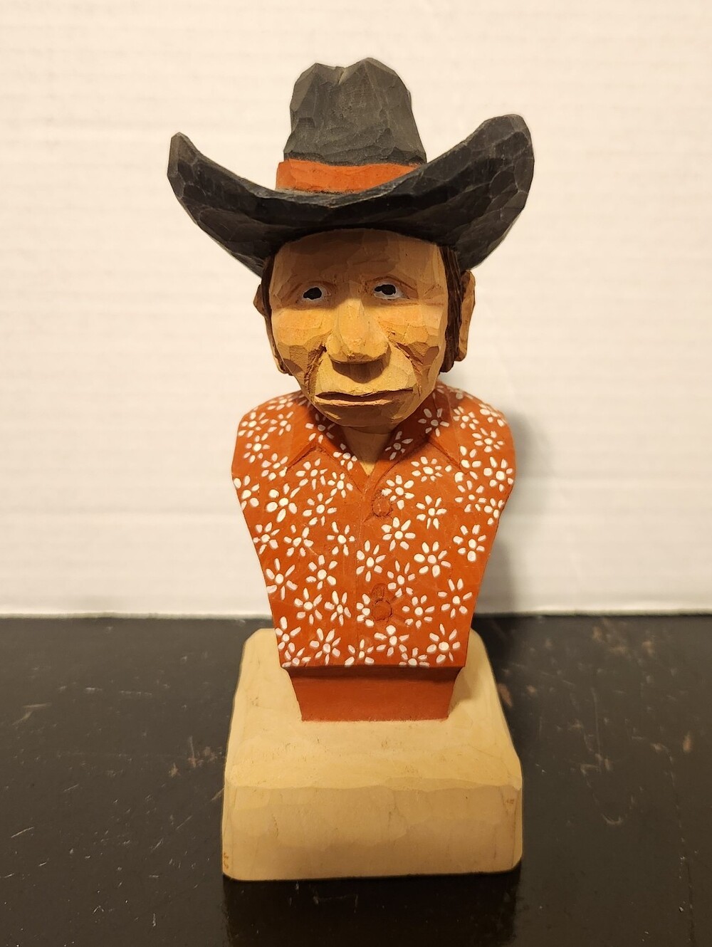 Vintage Carved Cowboy Folkart Bust